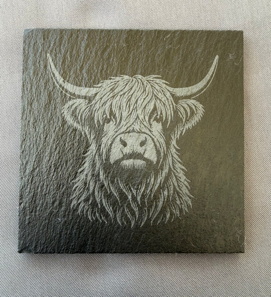 Highland Cow Slate Coaster
