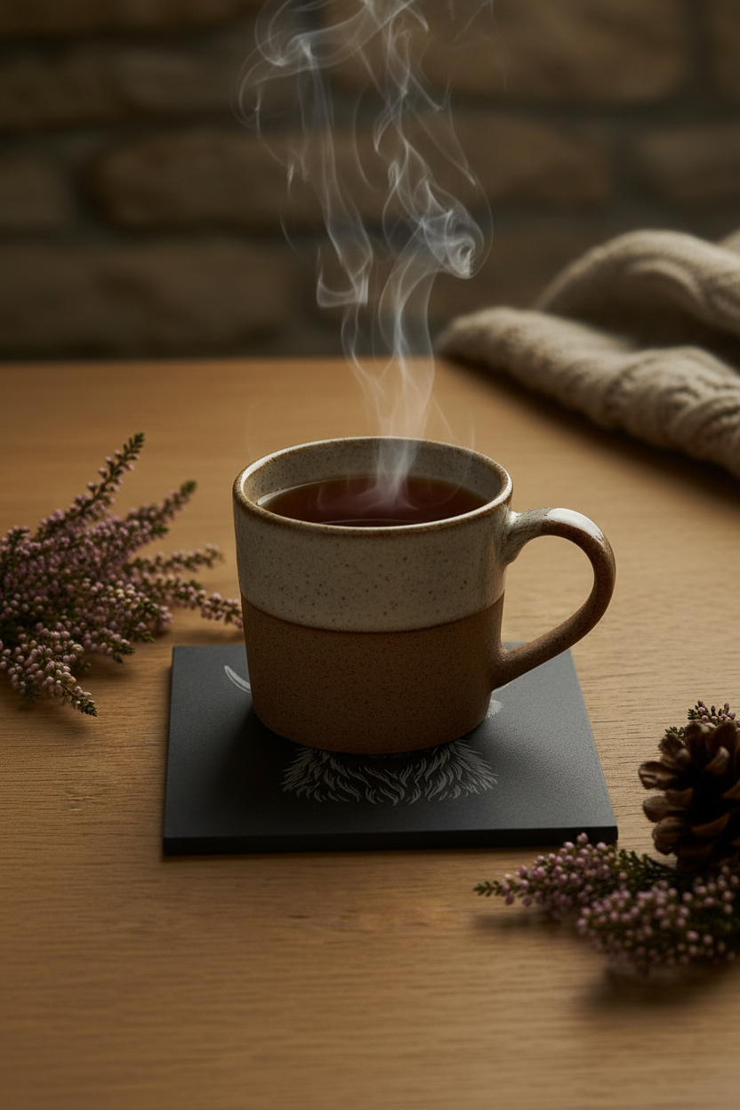 Highland Cow Slate Coaster enhanced